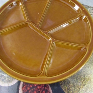 Plato de fondue francés vintage, plato dividido, estilo bohemio, decoración retro para el hogar y la cocina, dorado cosecha