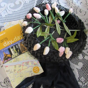 Vintage Straw Pill Box HAT Summer Accessories Vintage Millinery French style