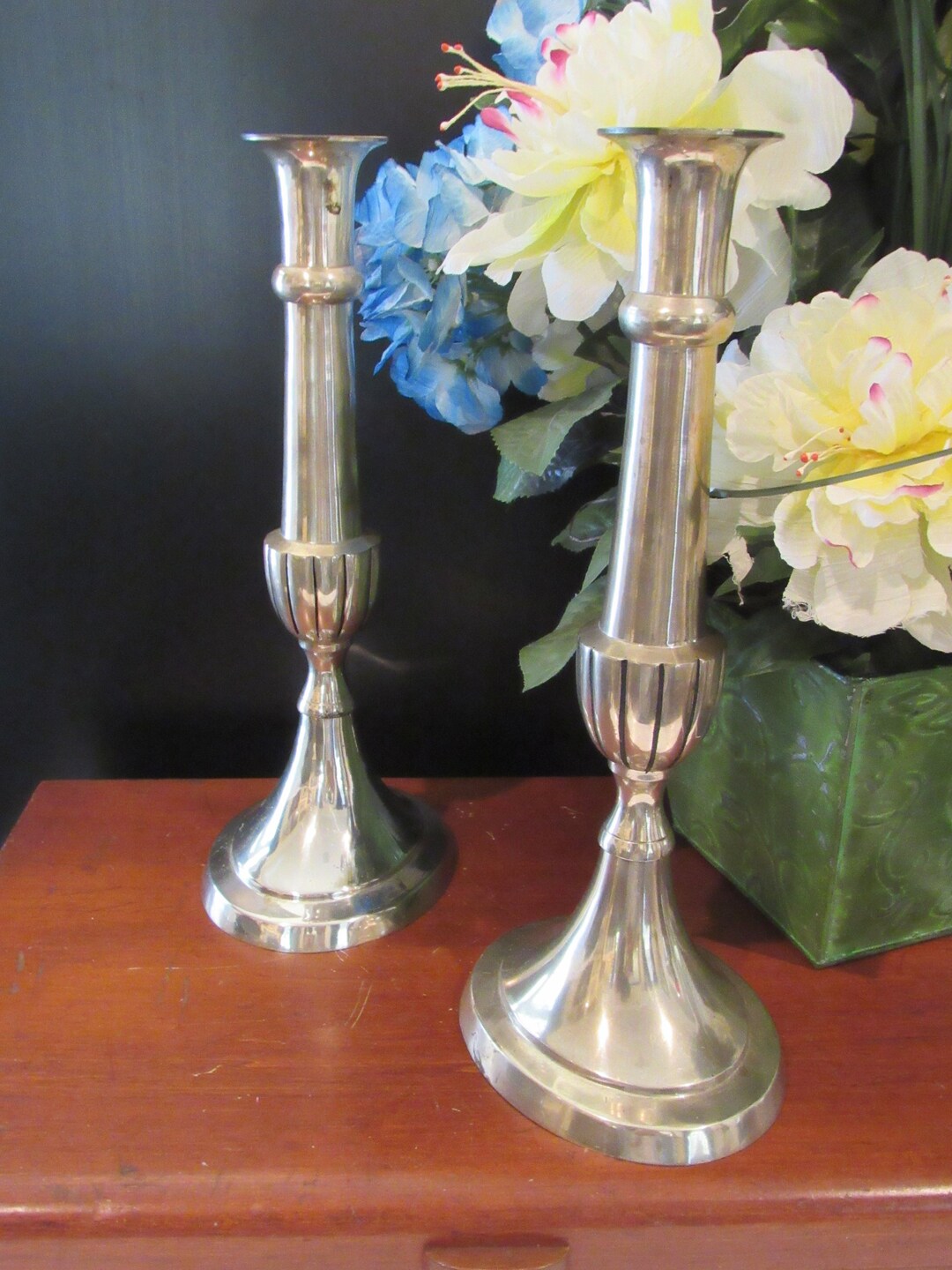 Vintage Pewter Taper Candle Holders Minimalist Style Candle Etsy