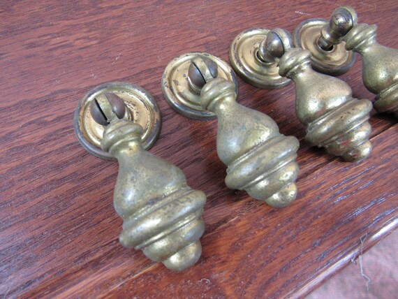 Antique Eastlake Brass Teardrop Drawer Pull Wood Brass Drawer Etsy
