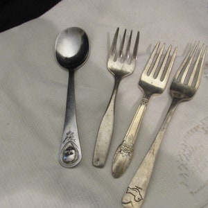 Vintage Baby Flatware Baby Fork Infant Feeding Fork Shower Gift First Christmas Baby&#39;s First Fork EACH