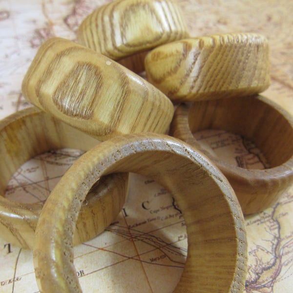 Vintage Wood Napkin Rings Set of 6 Wooden Napkin Rings Light Colored Ash Wood Exotic Wood Napkin Holders