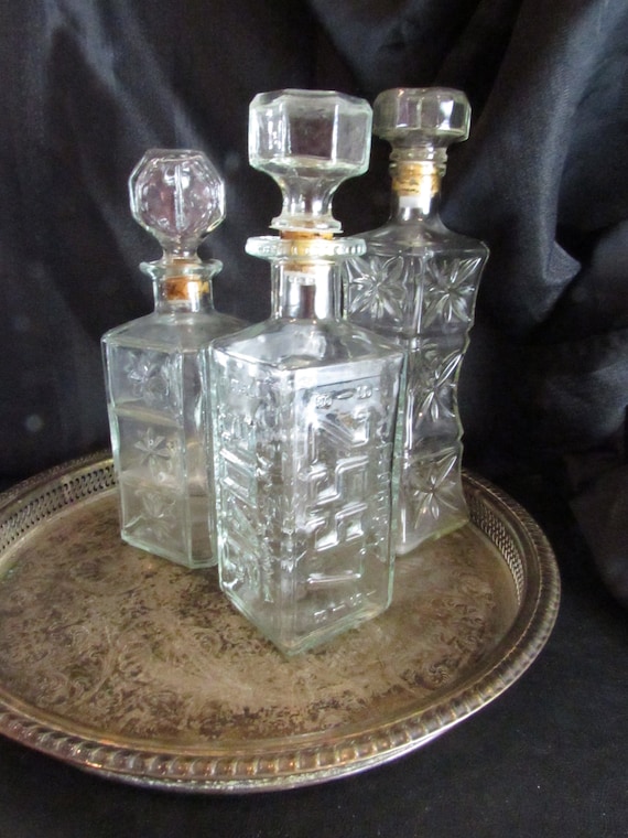 Vintage MCM Pressed Glass Decanters EACH - Etsy
