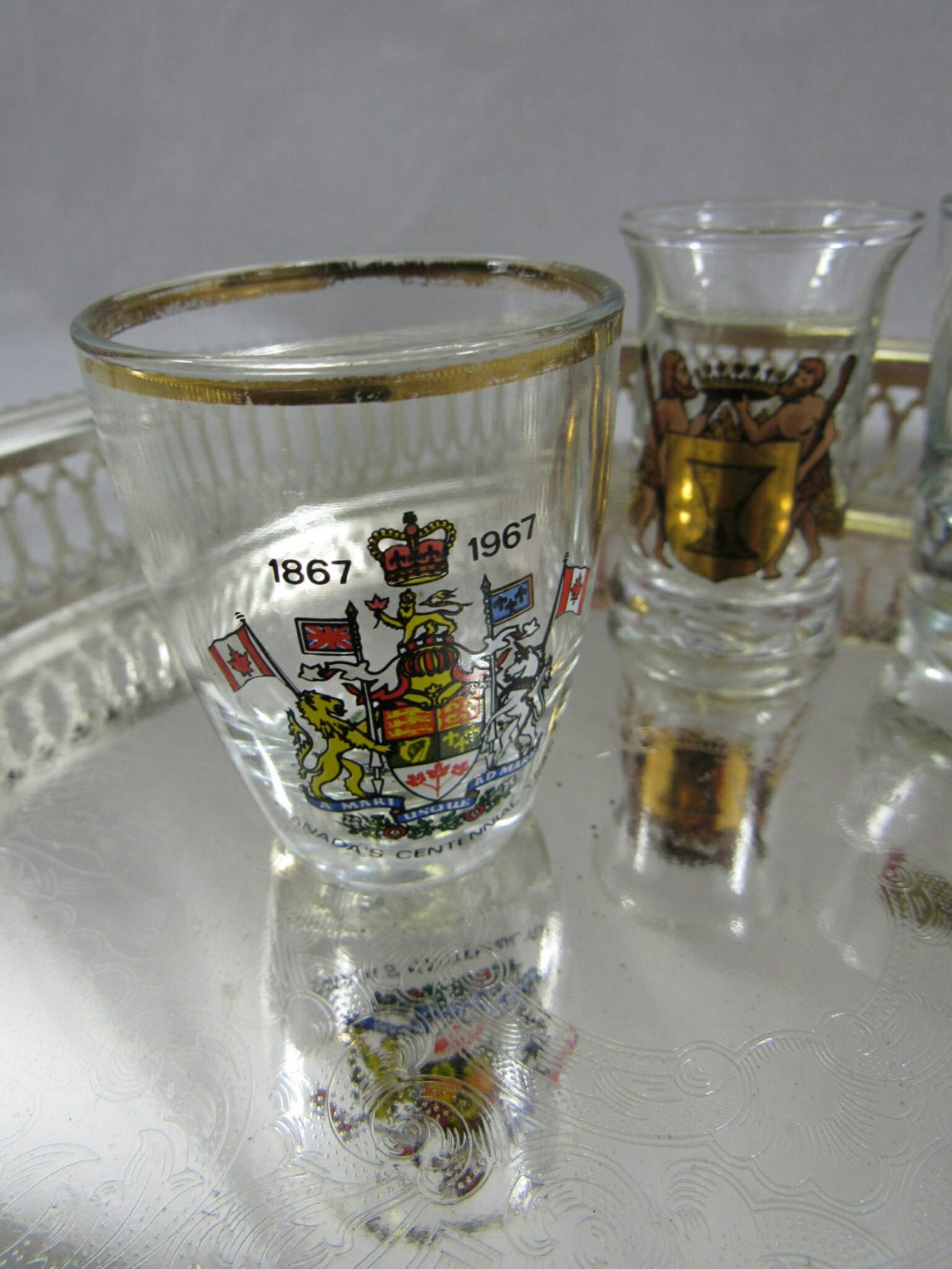 Vintage Lot Shot Glasses Set of 3 Souvenir Shot Glasses Canada Etsy