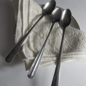 Vintage Mixed Pattern Iced Tea Spoons Set of 3 Milkshake/Ice Cream Sundae/Smoothie/Parfait Spoon Stainless Steel