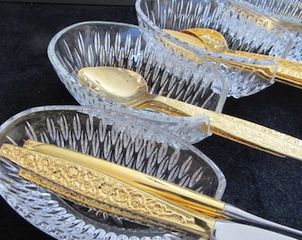Vintage EAPG Silverware Caddy Buffet Cutlery Flatware Holder Set of 4 Princess House Crystal