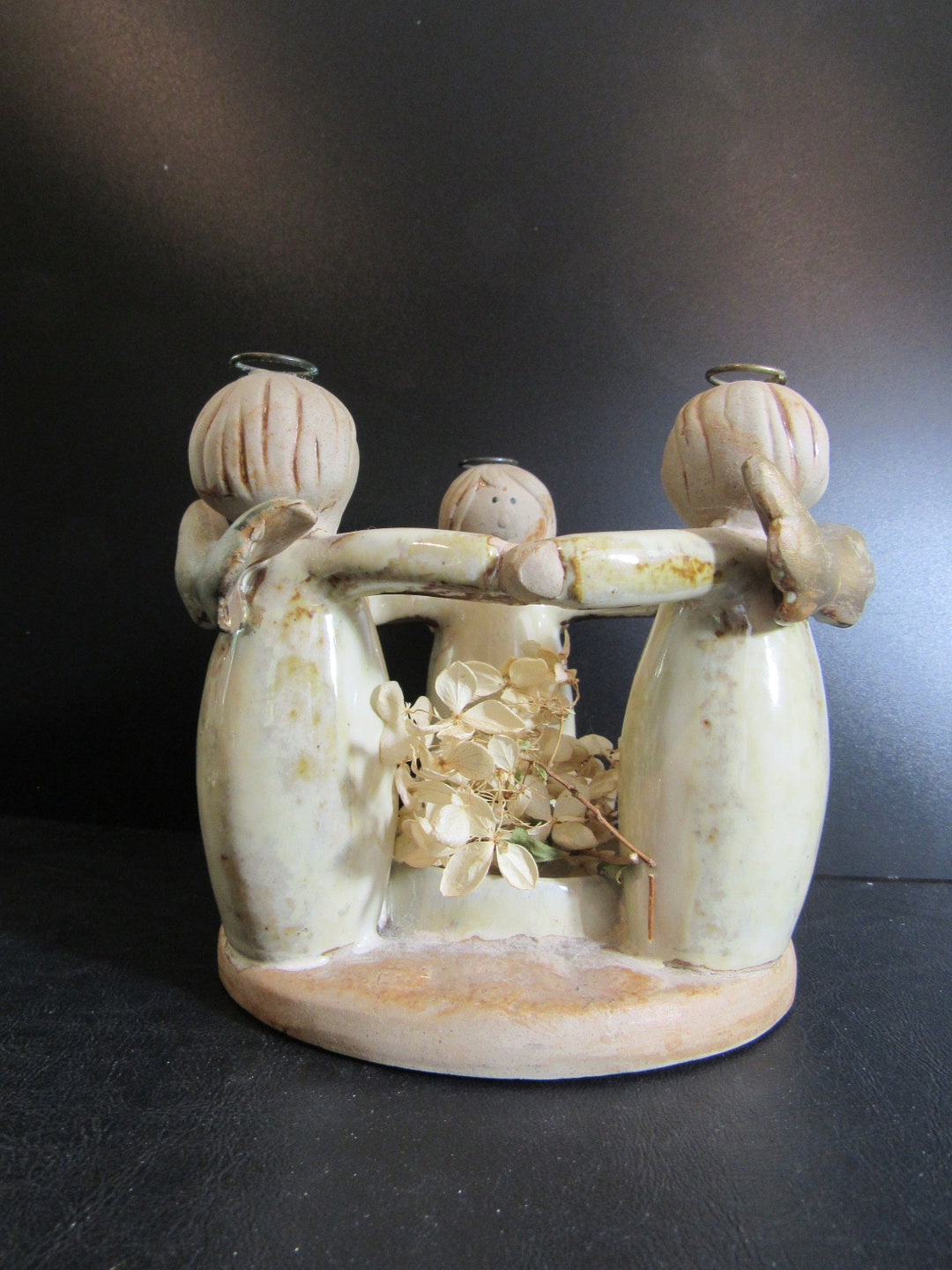 Vintage Ceramic Angels Ring Pillar Candle Holder Circle of 3 Etsy