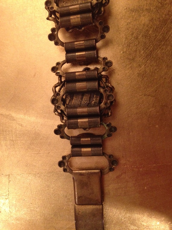Vintage Cabochon Brass Bracelet Victorian Style L… - image 3