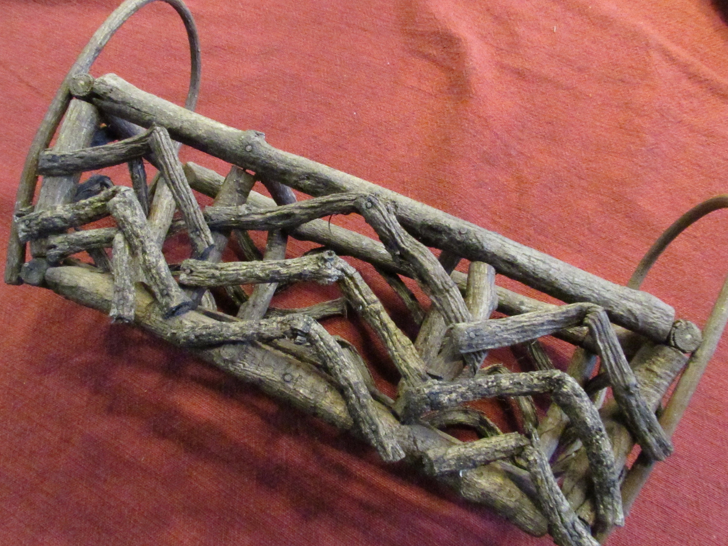 Rustic Twig Basket Tree Branch Basket Silverware Caddy Etsy