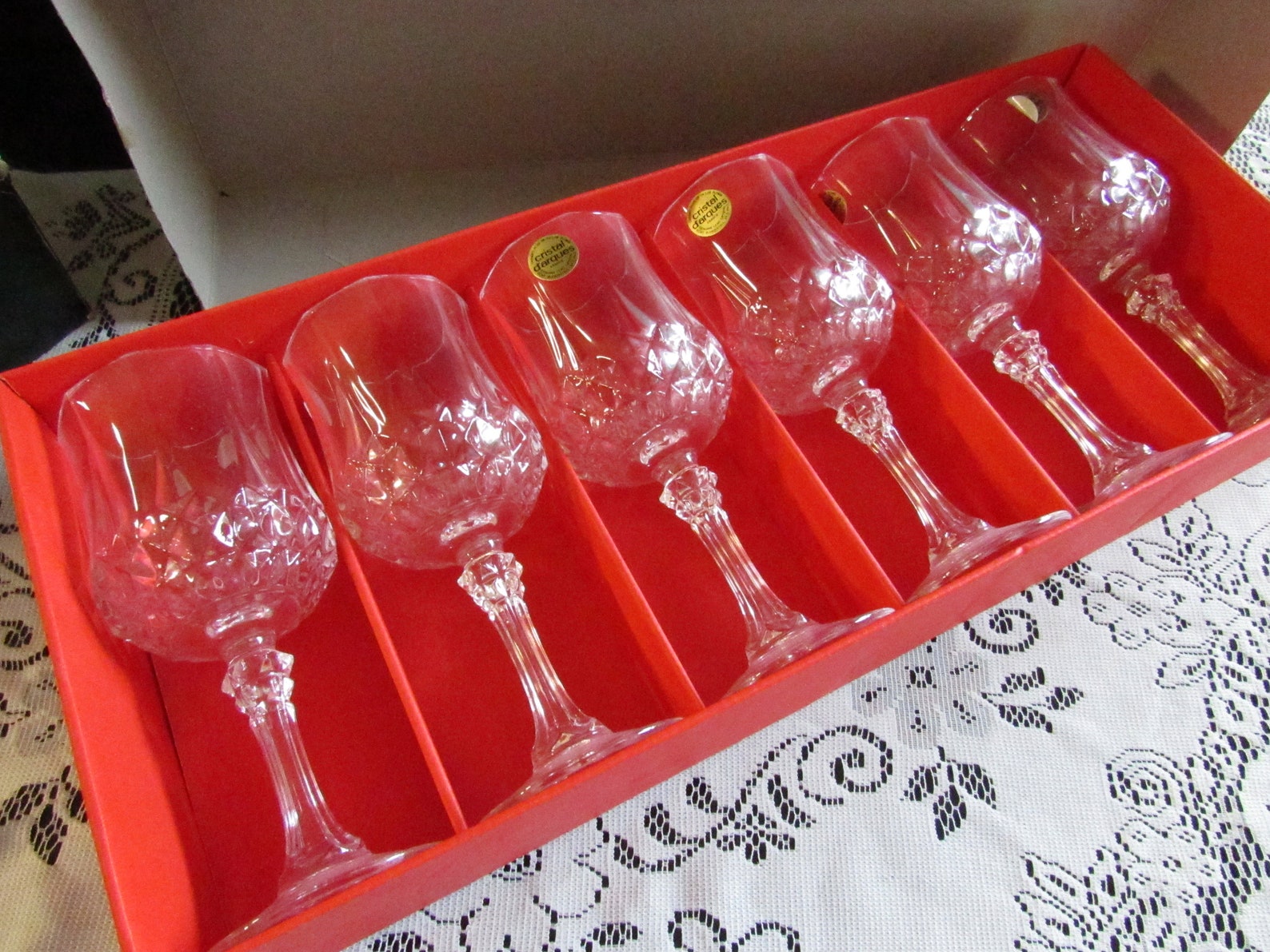 Vintage French Lead Crystal Wine Glasses Cristal D' Arques Etsy
