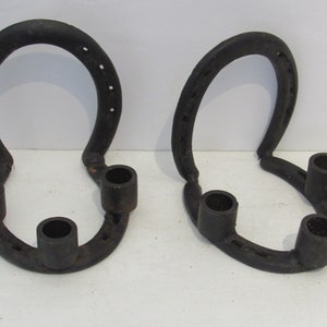 Vintage Cast Iron Horseshoe Candleholders Bookends Set of 2