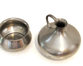 Vintage KDM Daalderop Royal Holland Pewter Decorative Home Decor Accent Vase Bowl Minimalist Set of 2