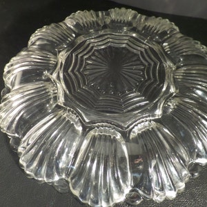 Vintage Pressed Glass Deviled Egg Plate Oyster Relish Dish image 5