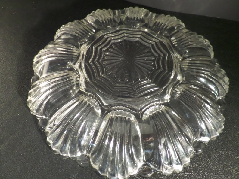 Vintage Pressed Glass Deviled Egg Plate Oyster Relish Dish image 5