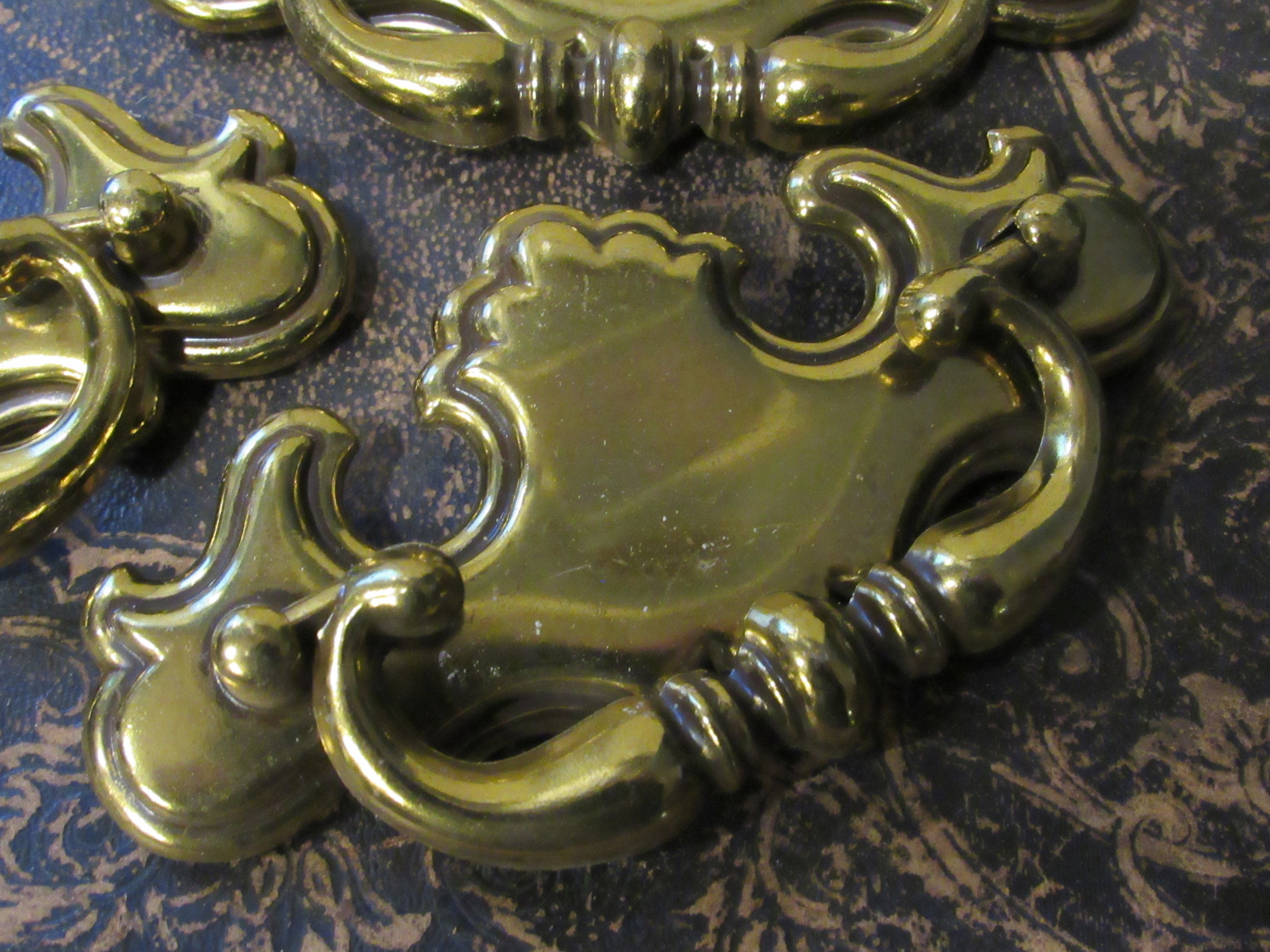 Vintage Chippendale Antique Brass Finish Drawer Handles Etsy