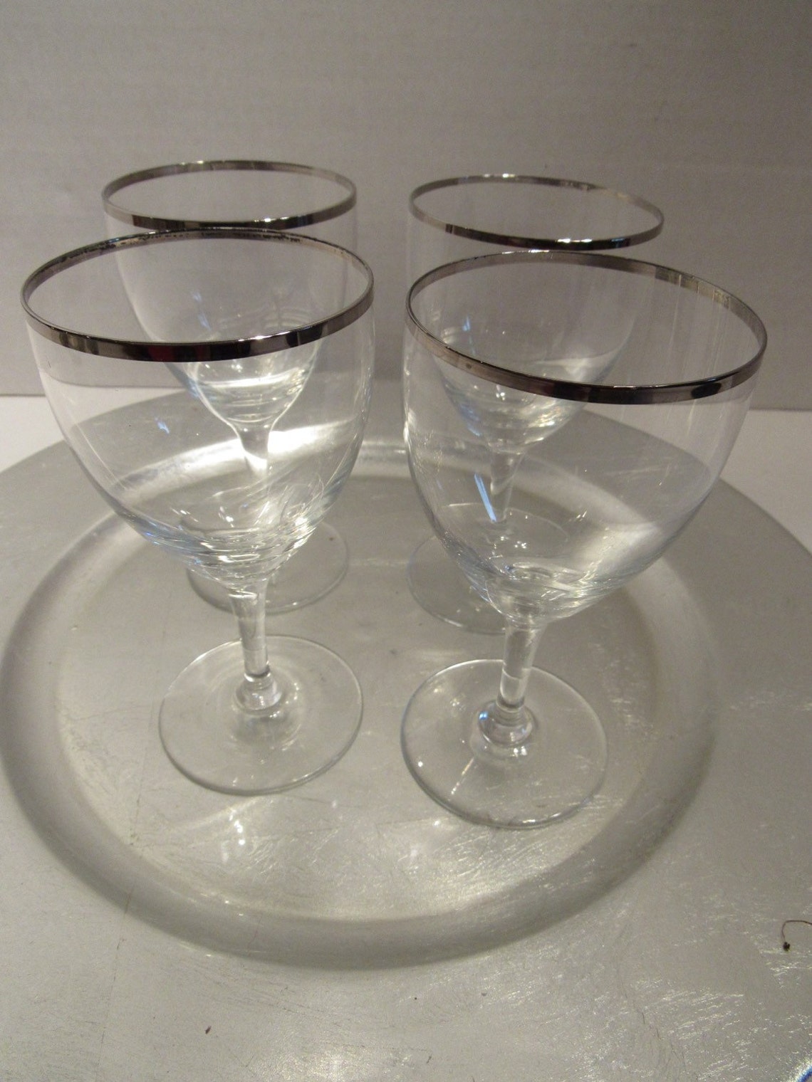 Vintage Silver Rim Crystal Wine Glasses Noritake Paris Vintage Etsy