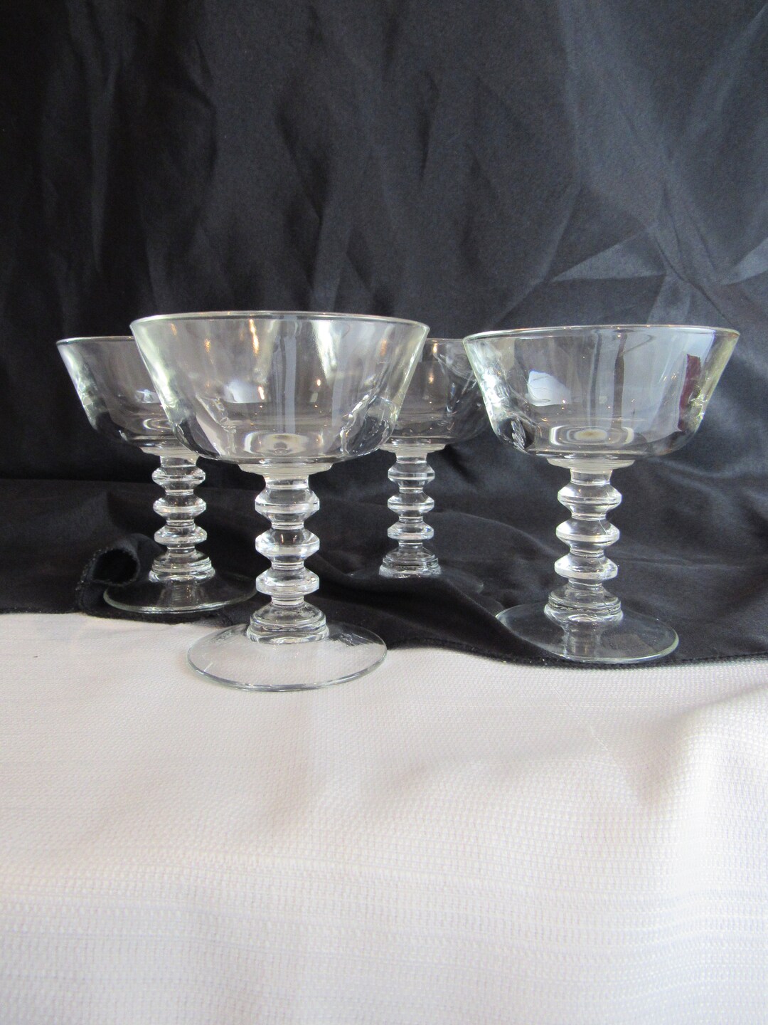 Vintage Mod Spiral Stem Coupe Cocktail Retro Bar Glasses Set of 4 Etsy