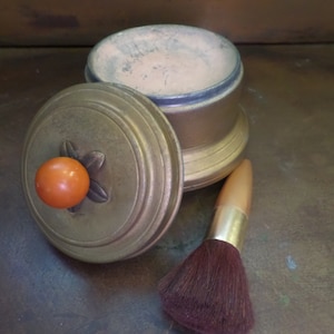 Vintage Powder Puff Holder Music Box Trinket Box Jewelry RARE Art Deco Vanity