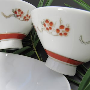 Vintage Porcelain Asian Soup Bowls Set of 3 Asian Rice Soup Dipping Sauce Bowls Serving Bowls Tabletop