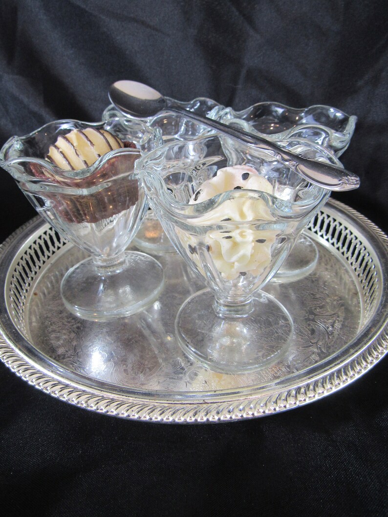 Vintage Ice Cream Sundae Glasses Parfait Scalloped Edge Footed Etsy