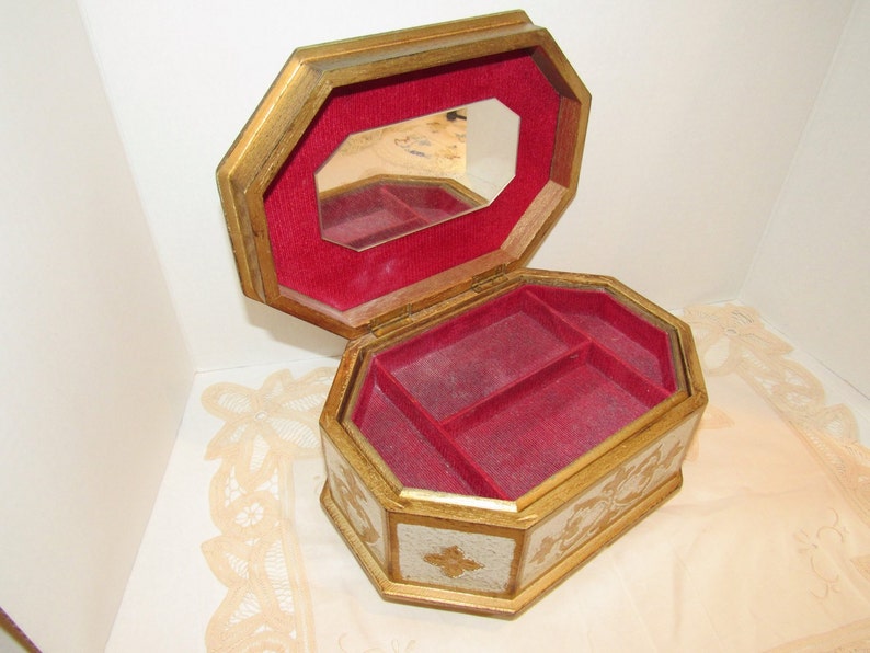 Vintage Florentine Musical Jewelry Box Music Box Gilt Wooden Etsy