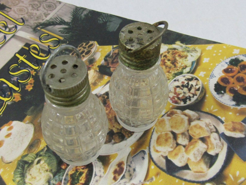 Antique Miniature Salt and Pepper Shakers Kitchen Shabby Chic Miniature Shaker Set Tiny House