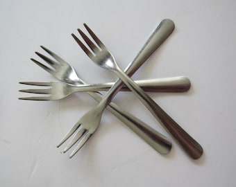 Vintage Seafood Appetizer Forks Mid Century Seafood Forks Stainless Steel Minimalist Art Deco Set of 4