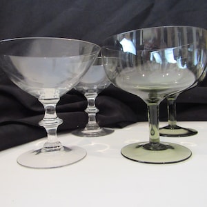 Vintage Crystal Coupe Glasses Mid Century Set of 4 Mixed Pattern Etched Crystal Coupes Craft Cocktails Retro Barware