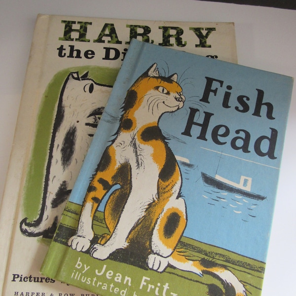 Vintage Weekly Reader Children's Book Harry the Dirty Dog or Fish Tales Mid Century Paper Ephemera