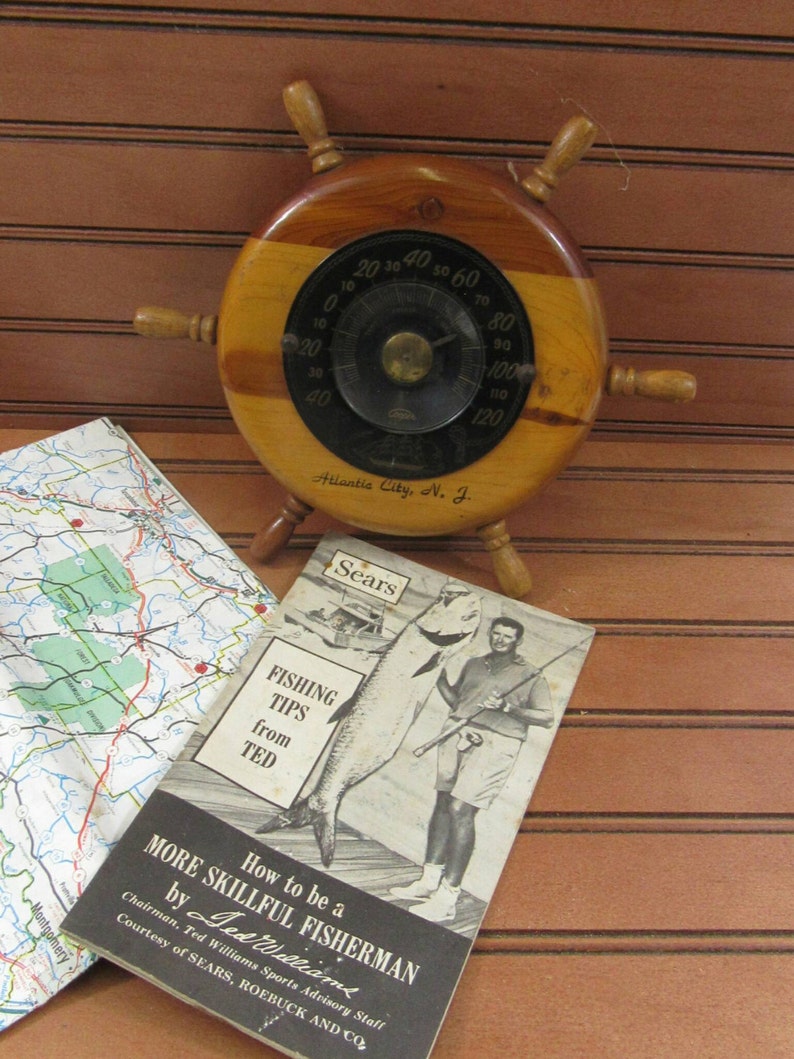 Vintage Thermometer Ship Steering Wheel Wall Hanging Nautical Etsy