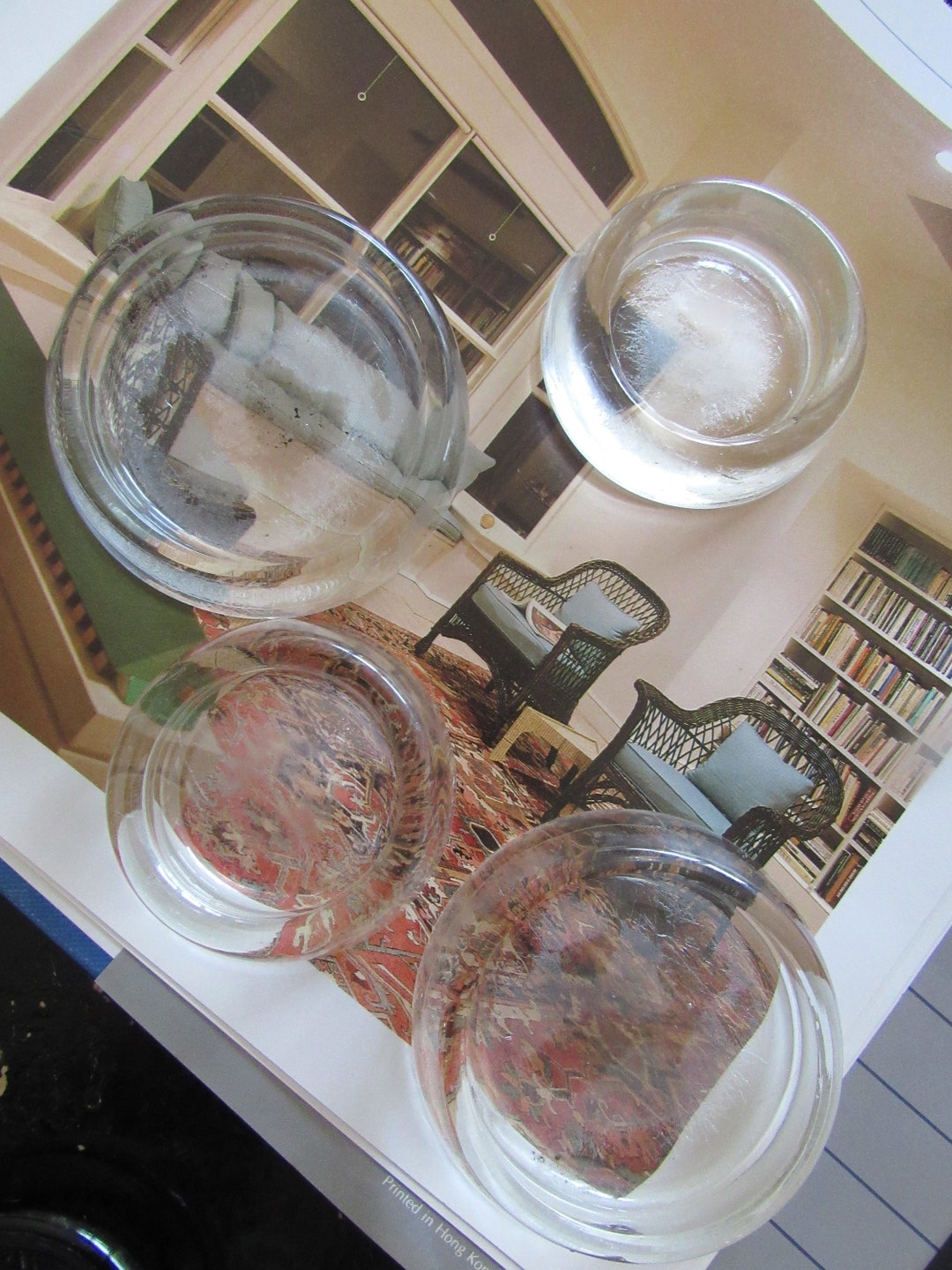 Vintage GLASS FURNITURE COASTERS Set of 2 Etsy