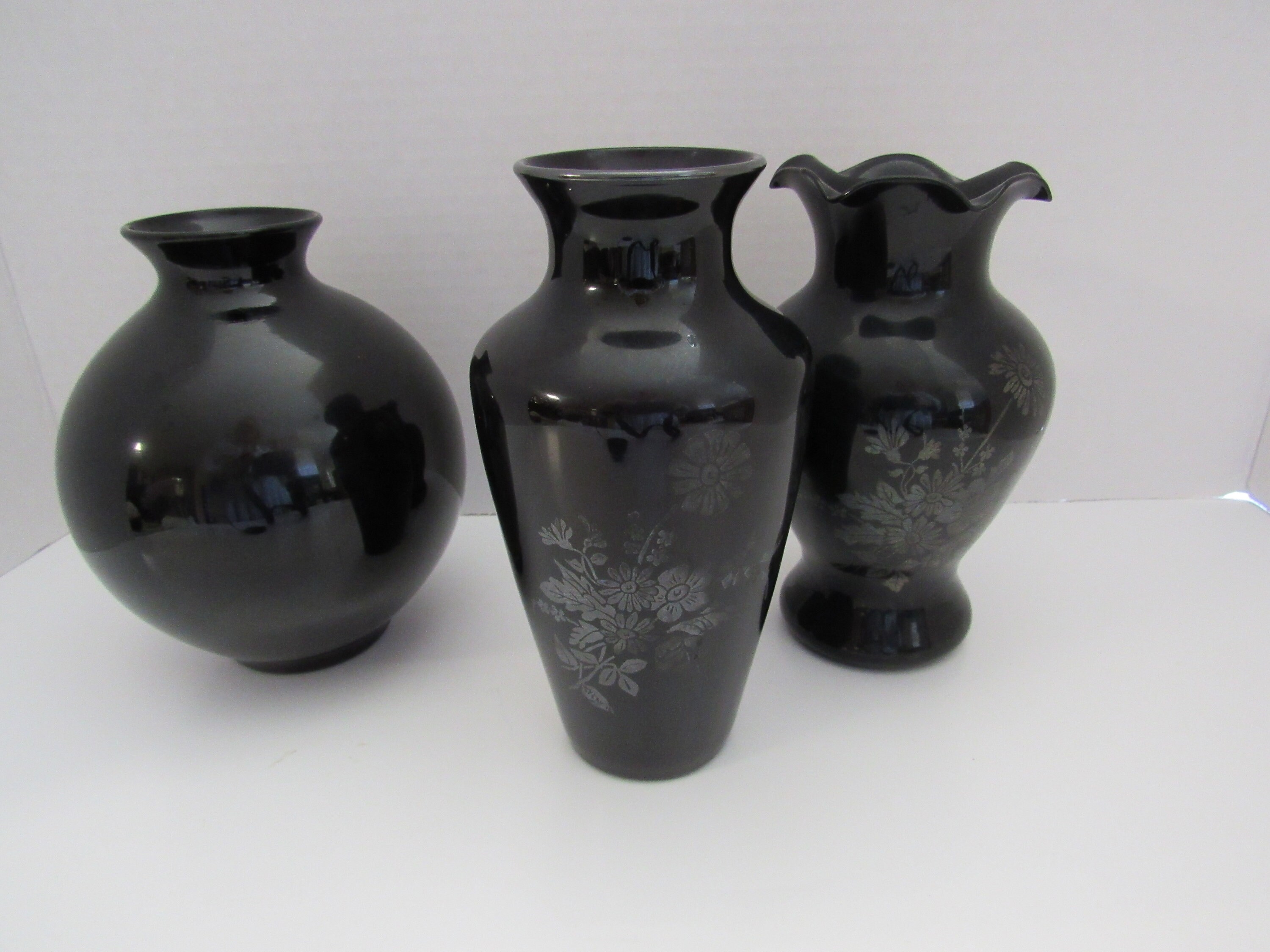 Vintage Black Amethyst Vase EACH Multiple Sizes Art Deco Shape Etsy