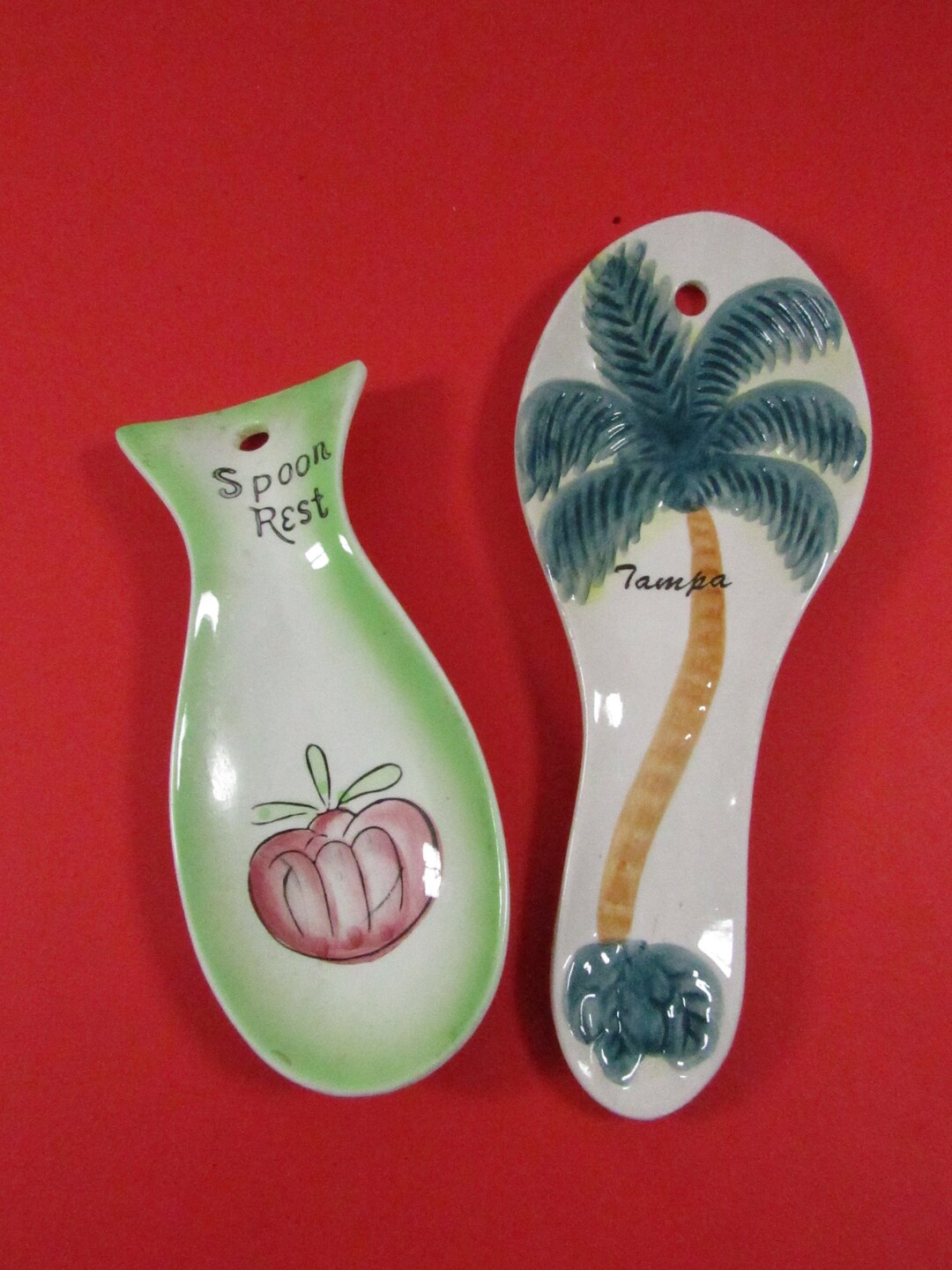Vintage Hanging Souvenir Spoon Rest Tampa Florida Souvenir Rest OR Mid