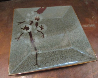 Vinage Tranquil Cherry Blossom Square Plate Discontinued Pier 1