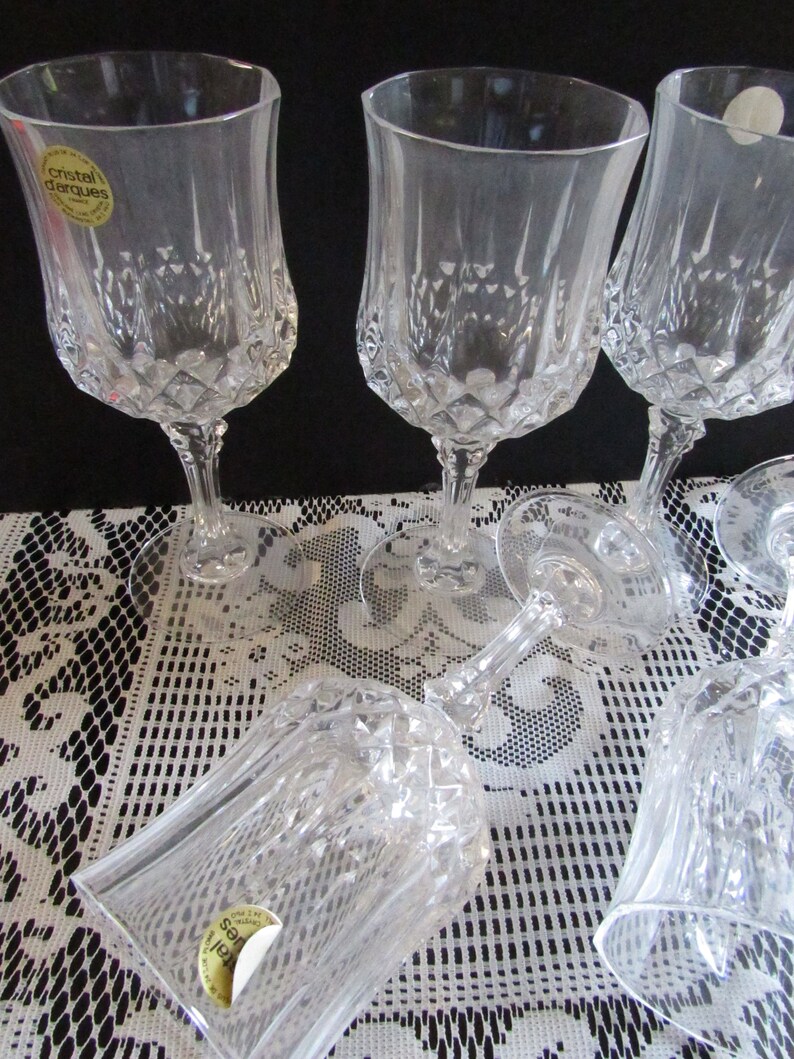 Vintage French Lead Crystal Wine Glasses Cristal D' Arques Etsy
