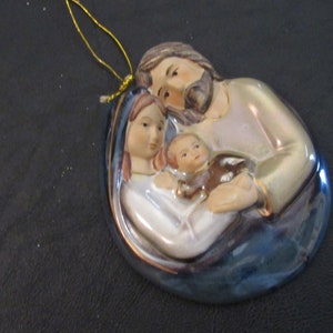 Adorno navideño vintage de cerámica SAGRADA FAMILIA