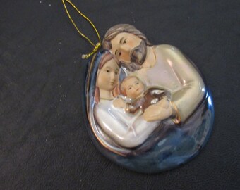 Vintage Ceramic HOLY FAMILY Christmas Ornament