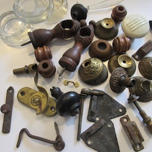 Vintage Lot of Hardware Knobs Hinges Furniture Coasters More Entire Drawer