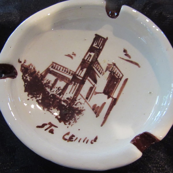 Vintage Ceramic Souvenir Ashtray St Cecelia Church Rome