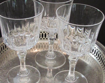 Vintage Lead Crystal WINE GLASSES Set of 3