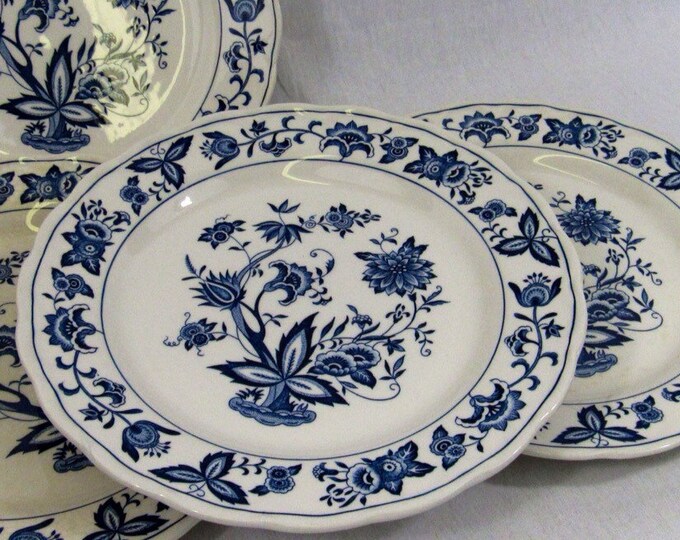 Vintage Harmony House Blue Dinner Plates Set of 4 Japan Chinoise