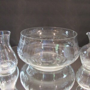 Vintage Etched Glass Serveware Choice of Serving Bowl Creamer or Vase