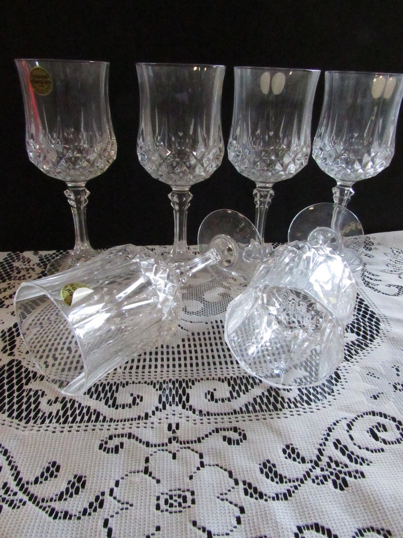 Vintage French Lead Crystal Wine Glasses Cristal D' Arques Etsy