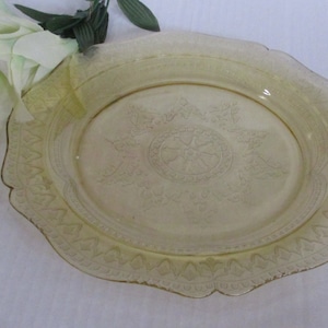 Antique Federal Glass Co. Yellow Topaz Platter Patrician Spoke Pattern 1930s Federal Glass Depression Glass Rare Find