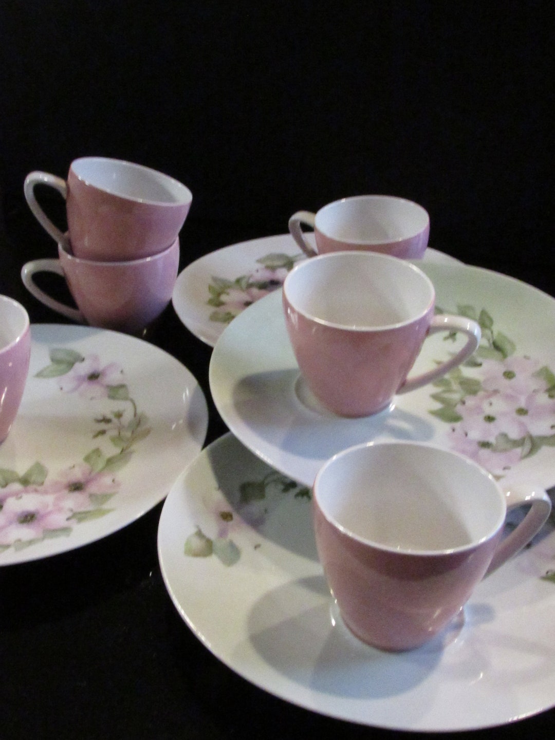 Vintage Porcelain Plates & Cups Set/tidbit/luncheon Appetizer Etsy