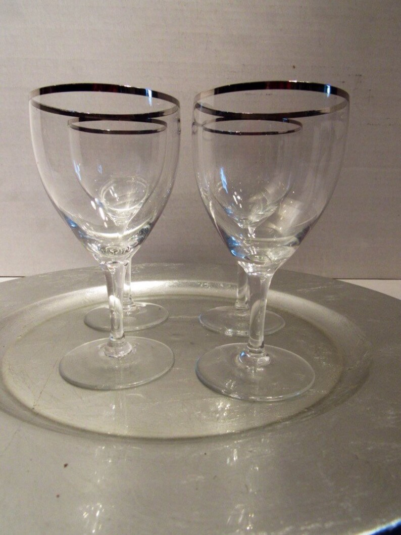 Vintage Silver Rim Crystal Wine Glasses Noritake Paris Vintage Etsy