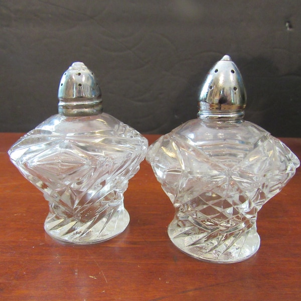 Elegant Vintage Glass Salt and Pepper Shakers Etsy