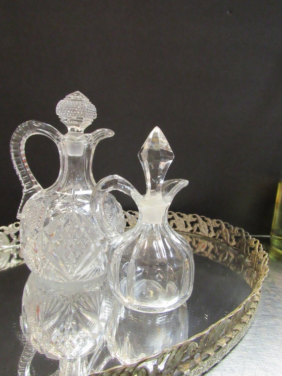 Vintage Cut Glass Bottles Perfume Decanter Crystal St… Gem