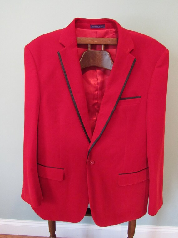 Vintage Italian Red Sports Coat Smoking Jacket Vel
