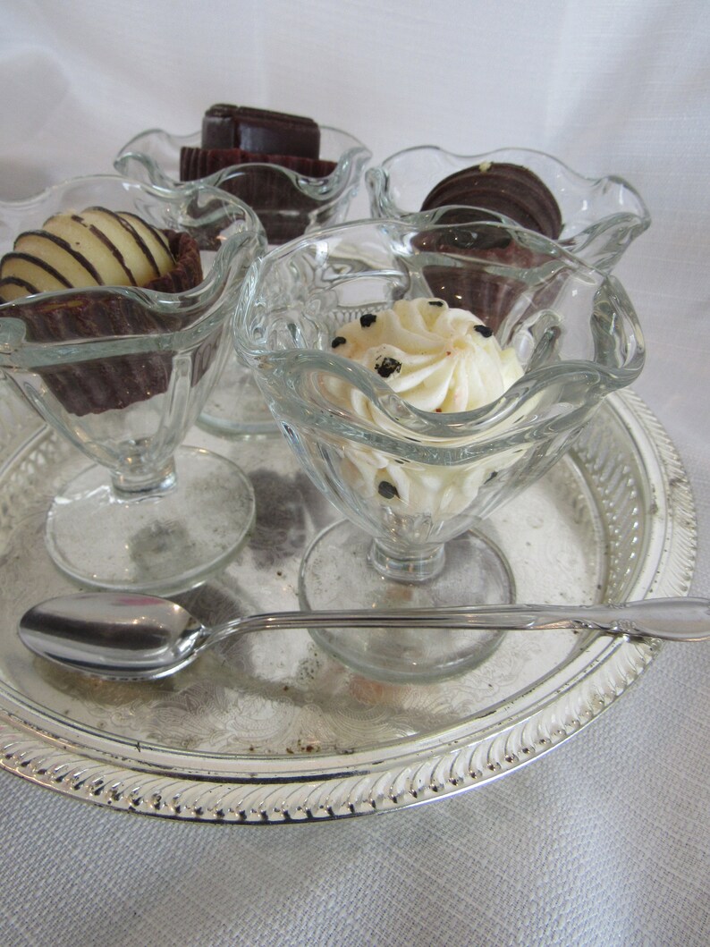 Vintage Ice Cream Sundae Glasses Parfait Scalloped Edge Footed Etsy